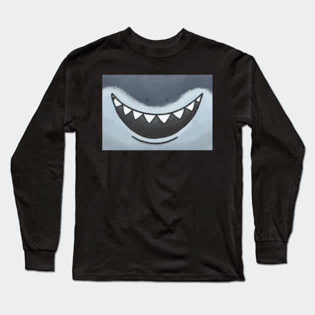 Great White Shark Open Mouth Smile Mask! Long Sleeve T-Shirt by ErinKantBarnard